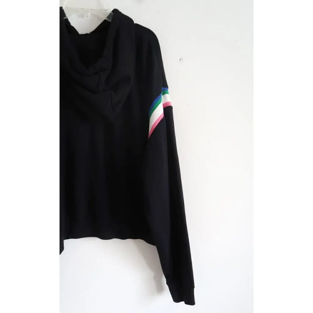 Nike Sportswear Black Hoodie with Striped Sleeves - Size XL